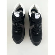 Zoop Mesh & Calfskin Heritage Sneaker — Black & White
