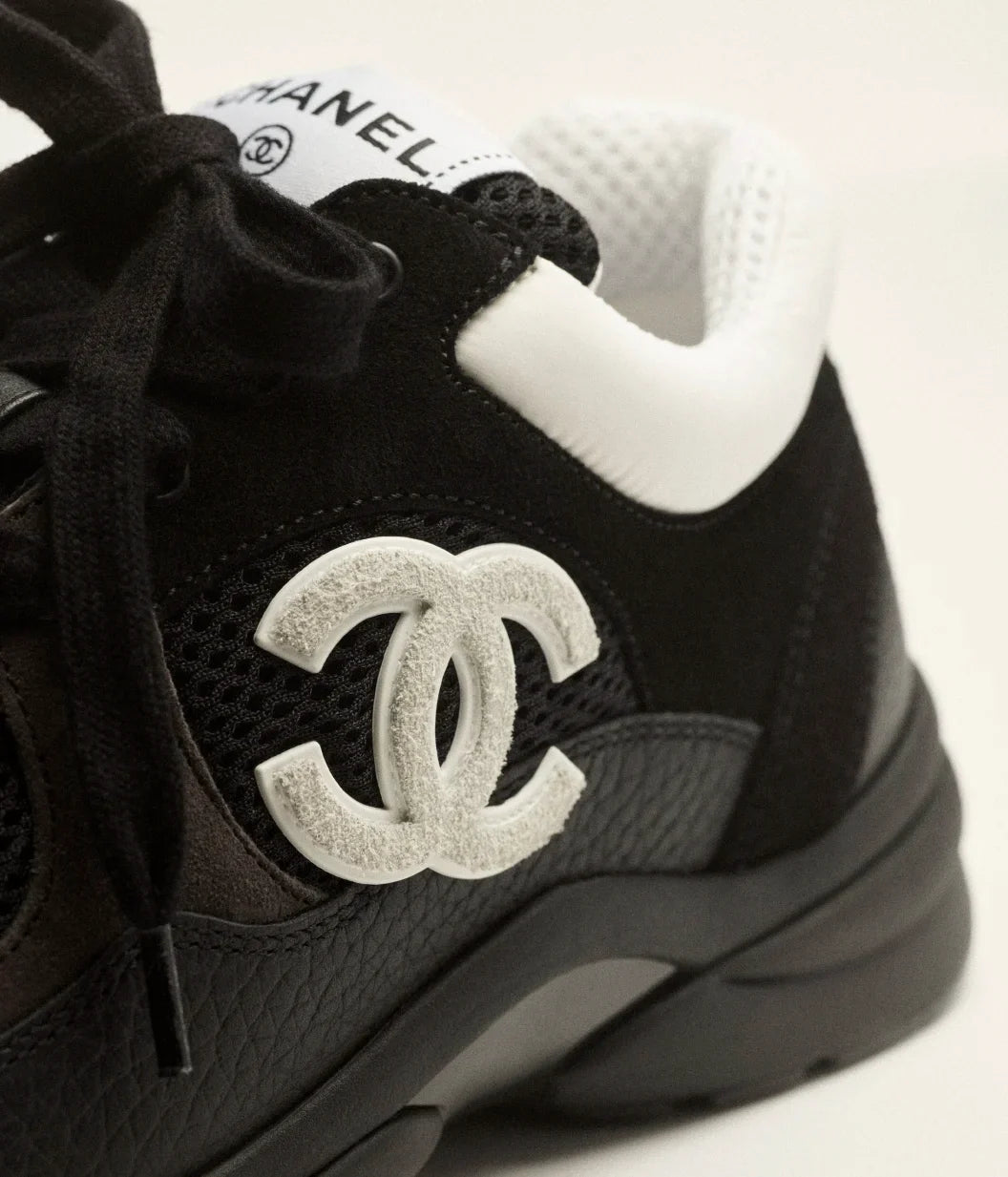 Zoop Mesh & Calfskin Heritage Sneaker — Black & White