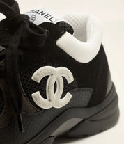 Zoop Mesh & Calfskin Heritage Sneaker — Black & White