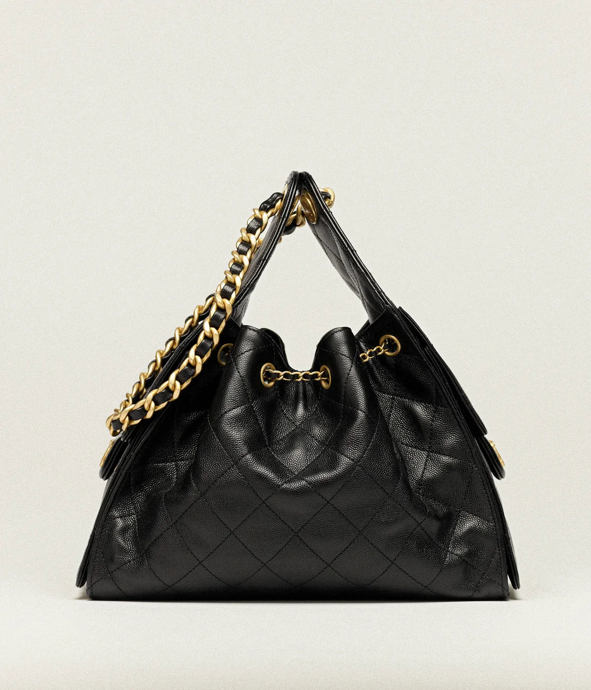 Grained Calfskin & Gold-Tone Metal