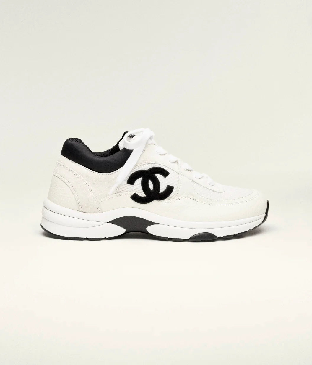 Zoop Mesh & Calfskin Heritage Sneaker — Black & White