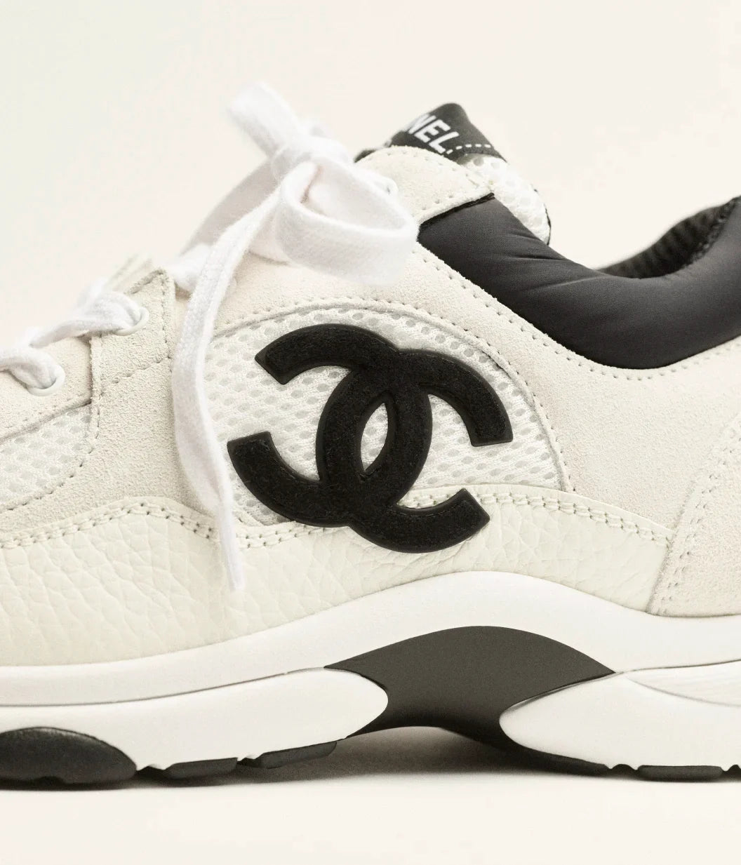 Zoop Mesh & Calfskin Heritage Sneaker — Black & White